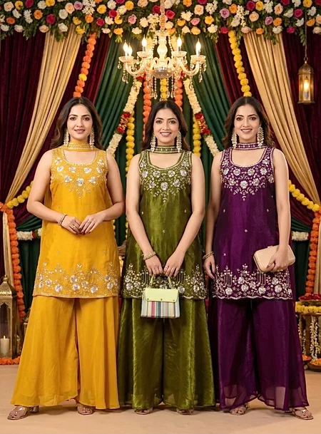 Kf 2116 Kalaai Fendy Satin Kurti With Bottom Dupatta
